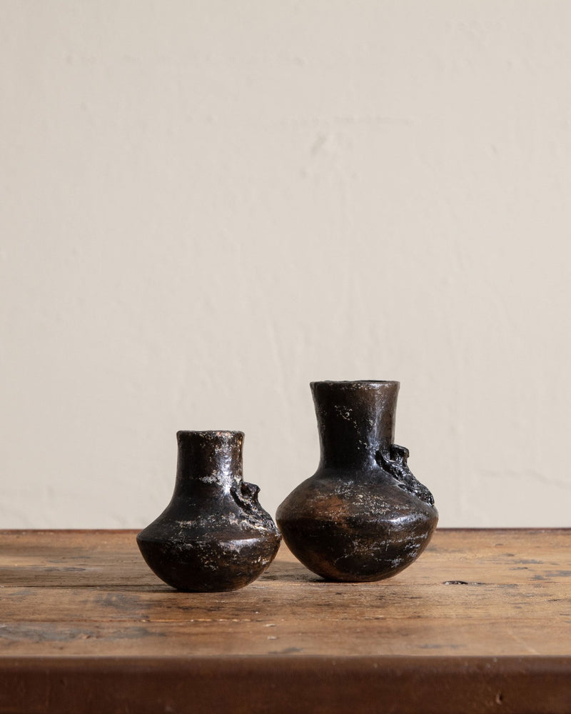 Pair of Studio Pottery Bud Vases w/ Frogs - Lone Fox