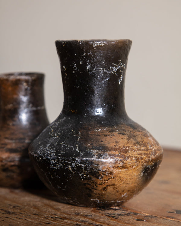 Pair of Studio Pottery Bud Vases w/ Frogs - Lone Fox