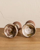 Pair of Studio Pottery Round Taper Holders, Signed - Lone Fox
