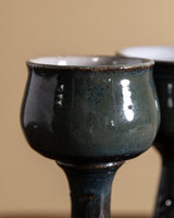 Pair of Studio Pottery Teal Goblets, USA, 1970's - Lone Fox