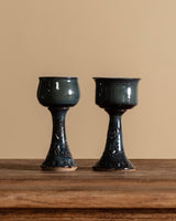 Pair of Studio Pottery Teal Goblets, USA, 1970's - Lone Fox