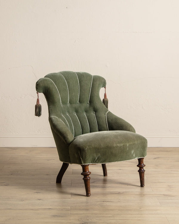 Pair of Swedish Tassel Back Mohair Parlor Chairs, 1930's - Lone Fox