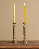 Pair of Tall Brass Pillar Column Candleholders, 1960s - Lone Fox