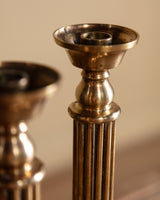 Pair of Tall Brass Pillar Column Candleholders, 1960s - Lone Fox