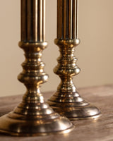 Pair of Tall Brass Pillar Column Candleholders, 1960s - Lone Fox