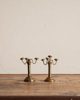 Pair of Tiny Twisted Brass Taper Holders, France, 1950's - Lone Fox