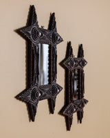 Pair of Tramp Art Cross Pointed Corner Mirrors, American, 19th Century - Lone Fox