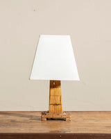 Pair of Tramp Art Matchstick Lamps w/ Box Shades, 1940's - Lone Fox