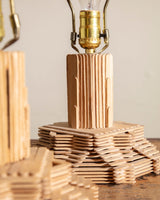 Pair of Tramp Art Popsicle Stick Lamps, 1970's - Lone Fox