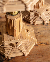 Pair of Tramp Art Popsicle Stick Lamps, 1970's - Lone Fox