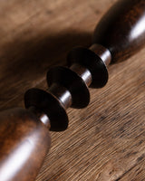 Pair of Turned Wood Candle Holders, American, 1970's - Lone Fox