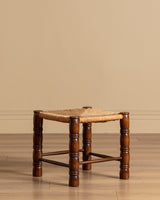 Pair of Turned Wood & Rush Stools, Italy, 1960s - Lone Fox