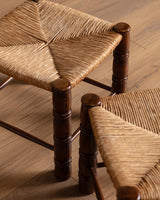 Pair of Turned Wood & Rush Stools, Italy, 1960s - Lone Fox
