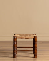 Pair of Turned Wood & Rush Stools, Italy, 1960s - Lone Fox