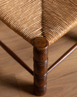 Pair of Turned Wood & Rush Stools, Italy, 1960s - Lone Fox