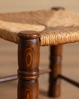 Pair of Turned Wood & Rush Stools, Italy, 1960s - Lone Fox