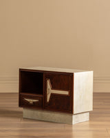 Pair of Walnut Burl and Parchment Nightstands, Italy, 1950's - Lone Fox