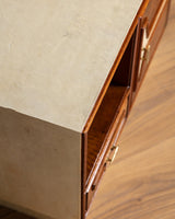 Pair of Walnut Burl and Parchment Nightstands, Italy, 1950's - Lone Fox