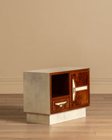 Pair of Walnut Burl and Parchment Nightstands, Italy, 1950's - Lone Fox