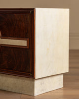 Pair of Walnut Burl and Parchment Nightstands, Italy, 1950's - Lone Fox