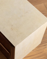 Pair of Walnut Burl and Parchment Nightstands, Italy, 1950's - Lone Fox