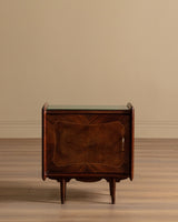 Pair of Walnut Nighstands w/ Green Glass Tops, Italy, 1960's - Lone Fox