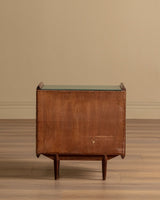 Pair of Walnut Nighstands w/ Green Glass Tops, Italy, 1960's - Lone Fox