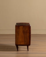 Pair of Walnut Nighstands w/ Green Glass Tops, Italy, 1960's - Lone Fox