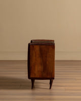 Pair of Walnut Nighstands w/ Green Glass Tops, Italy, 1960's - Lone Fox