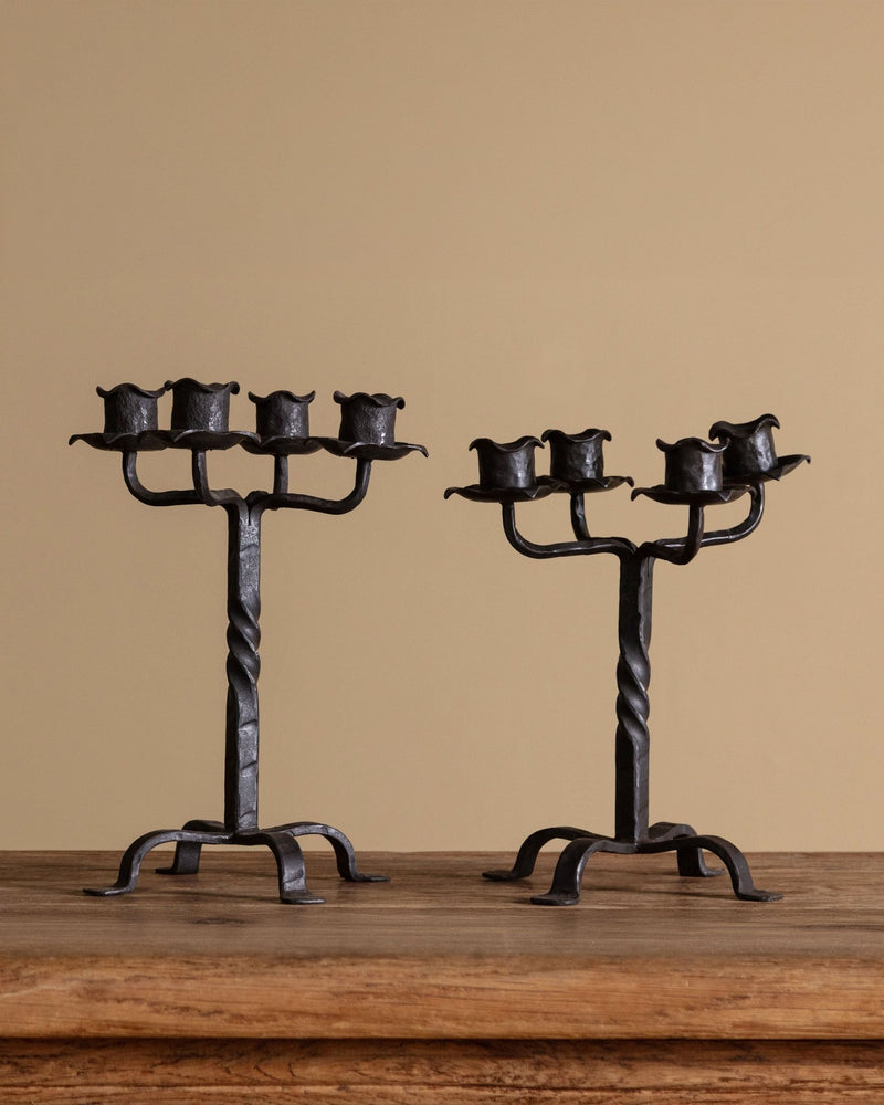 Pair of Wrought Iron Candelabras, Spain, 1960's - Lone Fox