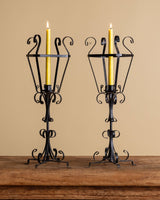 Pair of Wrought Iron Lantern Candle Holders, Spanish, 1950's - Lone Fox