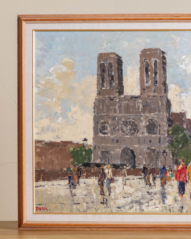 Parisian Impasto Scenery Oil Painting, Mid Century, Signed - Lone Fox