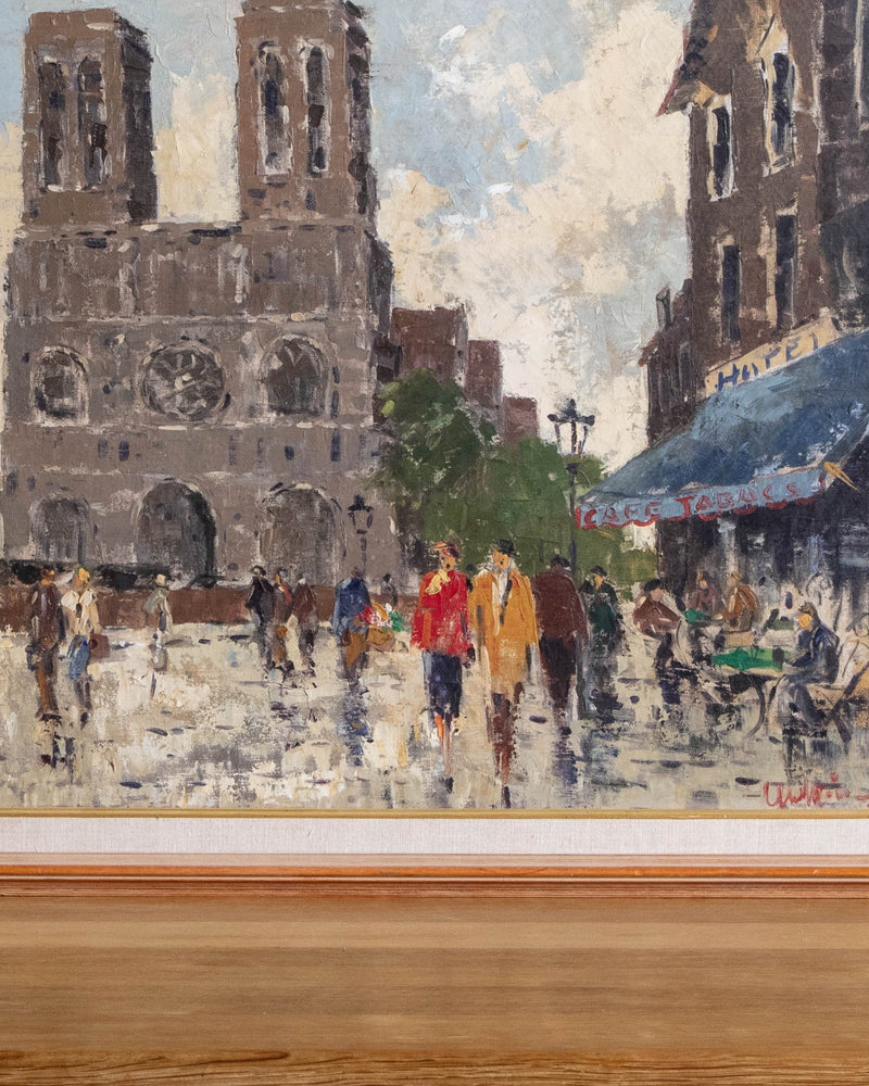 Parisian Impasto Scenery Oil Painting, Mid Century, Signed - Lone Fox