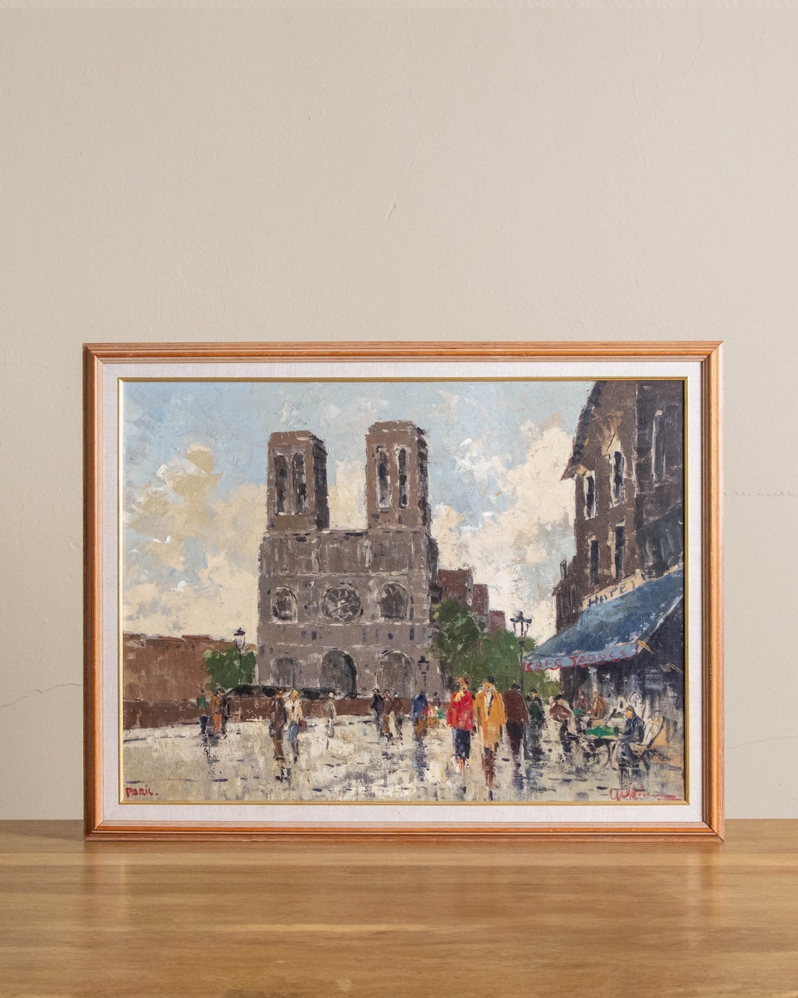 Parisian Impasto Scenery Oil Painting, Mid Century, Signed - Lone Fox