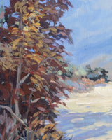 Pastel Riverbank Landscape Oil Painting - Lone Fox