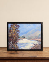 Pastel Riverbank Landscape Oil Painting - Lone Fox