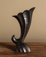 Patinated Brass Scalloped Horn Vase - Lone Fox