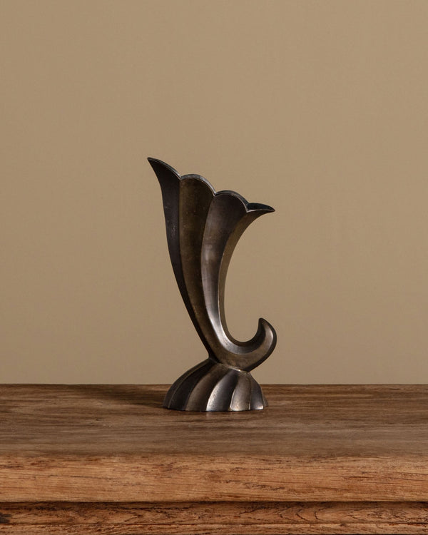 Patinated Brass Scalloped Horn Vase - Lone Fox