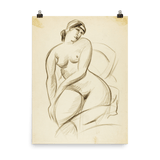 "Pencil sketch of seated female" Art Print - Lone Fox