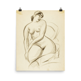 "Pencil sketch of seated female" Art Print - Lone Fox