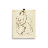 "Pencil sketch of seated female" Art Print - Lone Fox