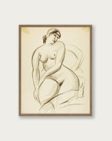 "Pencil sketch of seated female" Art Print - Lone Fox