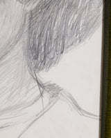 Pencil Sketch Portait in Lacquered Frame, England, 1949 - Lone Fox
