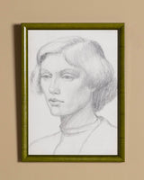 Pencil Sketch Portait in Lacquered Frame, England, 1949 - Lone Fox