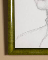 Pencil Sketch Portait in Lacquered Frame, England, 1949 - Lone Fox