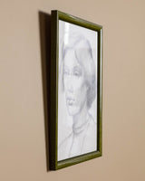 Pencil Sketch Portait in Lacquered Frame, England, 1949 - Lone Fox