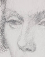 Pencil Sketch Portait in Lacquered Frame, England, 1949 - Lone Fox