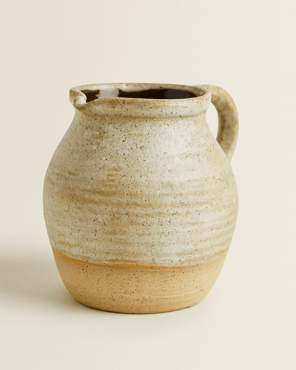 Peppered Ivory Ceramic Pitcher - Lone Fox