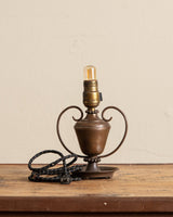 Petite Aged Brass Table Lamp w/ Handles, 1920's - Lone Fox