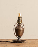 Petite Aged Brass Table Lamp w/ Handles, 1920's - Lone Fox
